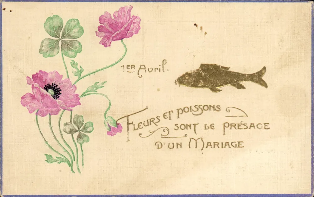 Blumen und Fische — Zeichen einer Hochzeit — Verlag nicht sichtbar - Vorderseite