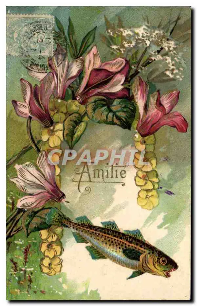 Peixe e flores — Amilie — editor Amilie, série 12-4 - Frente