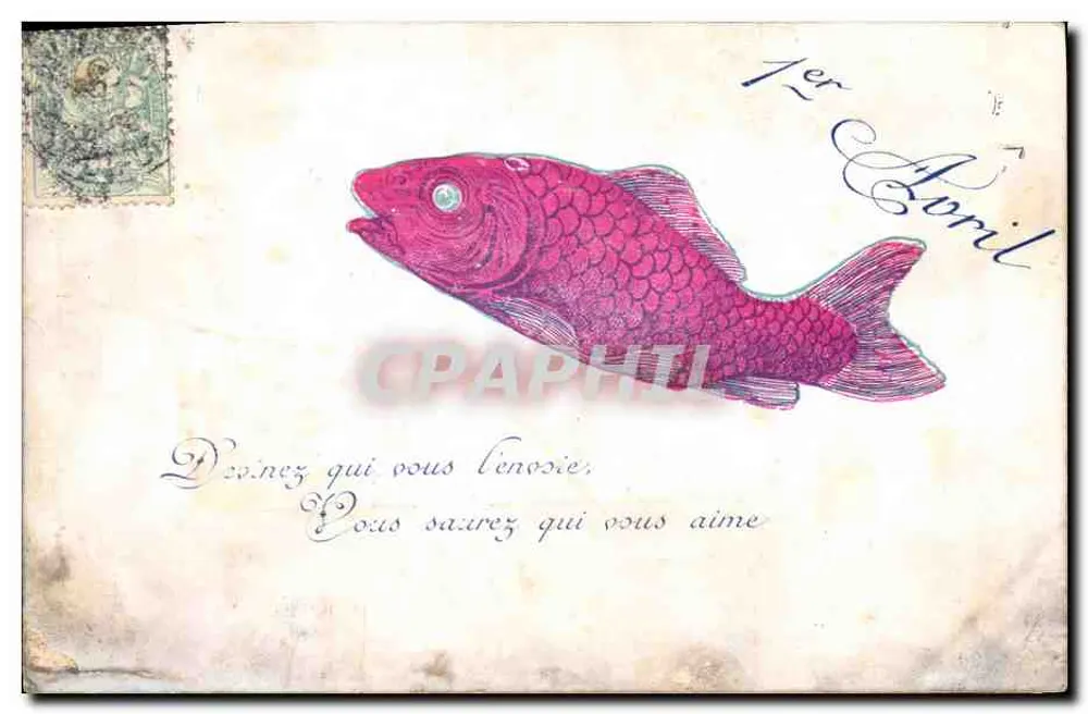 Roter Fisch — Aprilscherz — Ansichtskarte veröffentlicht in Loches - Vorderseite