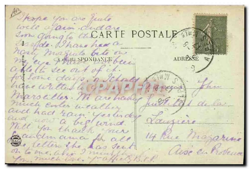 PLANO DE GRASSE — Colheita de Tubérulas — Editor: G. Léetta - Verso