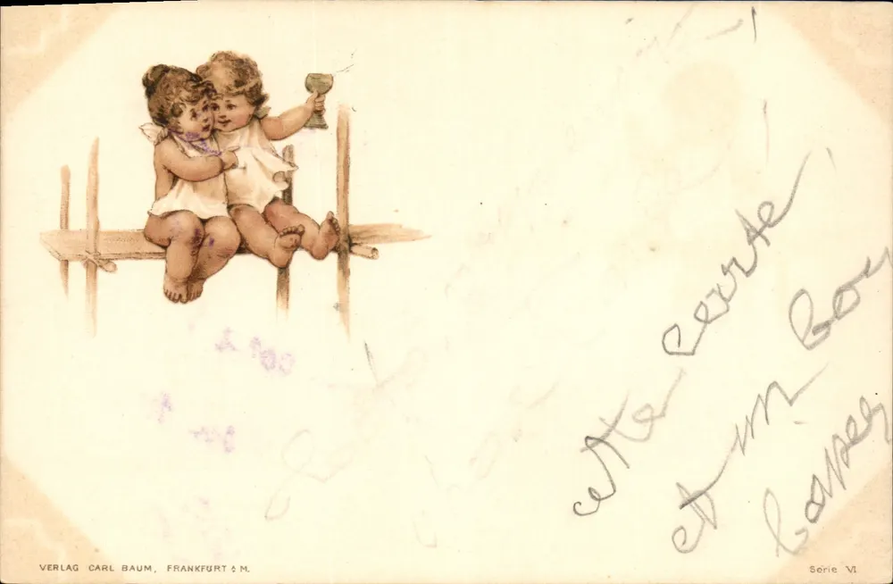 Deux enfants jouant avec un calice — Verlag Carl Baum, Série VI - Recto