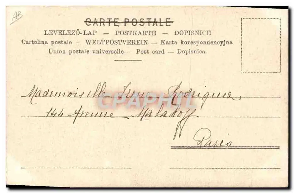 Porträt einer Frau mit Hut — Zeichnung von F. OIFFER LOVATI — 1902 - Rückseite