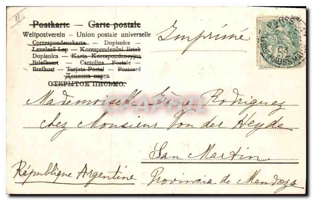 Oster-Eier-Sucher — geflügelter Engel mit großem Ei — Verlag IMPRIMÉ SUR LA CARTE - Rückseite