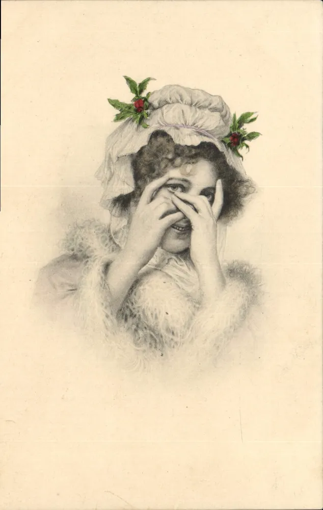 Frau in einem pelzgefütterten Kleid mit Efeukrone — Verleger M. M. Vienne, Nr. 100 - Vorderseite
