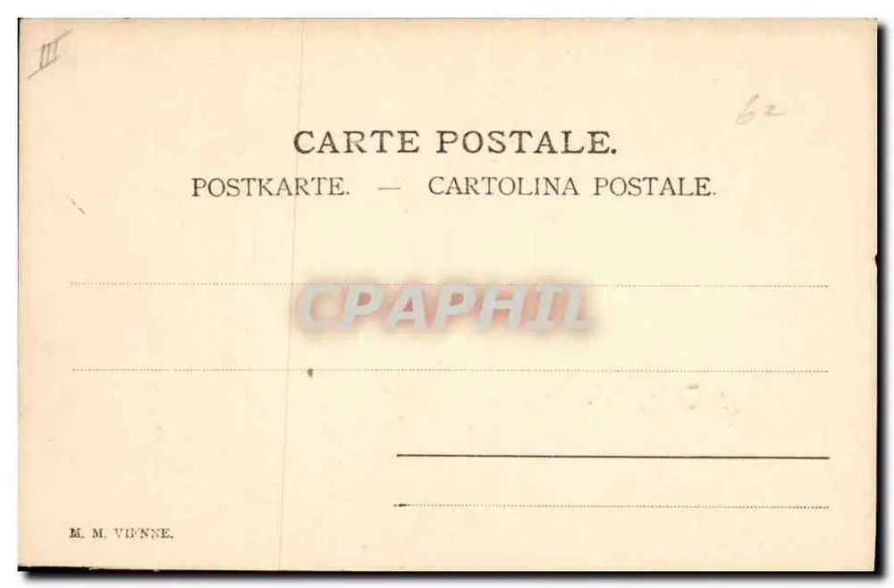 Porträt einer Frau — Hut mit Federzier — Zeichnung von M. M. Vienne - Rückseite