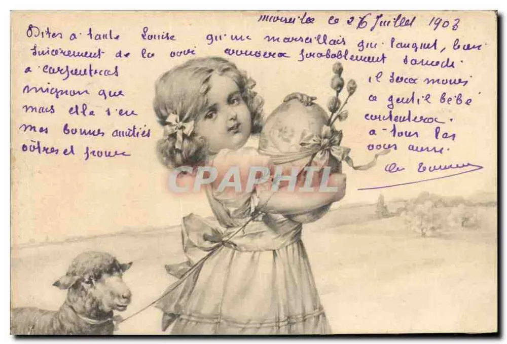Mädchen mit Ballon — mit Schaf — Verlag M.M. Vienne, Nr. 158 - Vorderseite