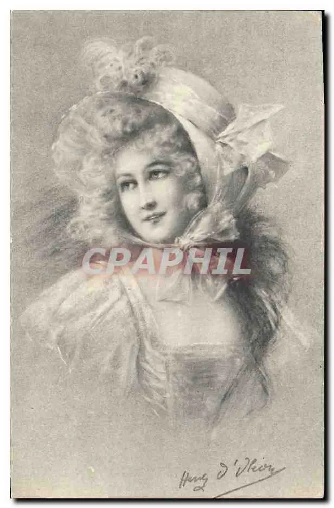 Junge Frau in historischem Kleid — Gravur signiert von Henry D'Hisne — Seriennummer nicht sichtbar - Vorderseite