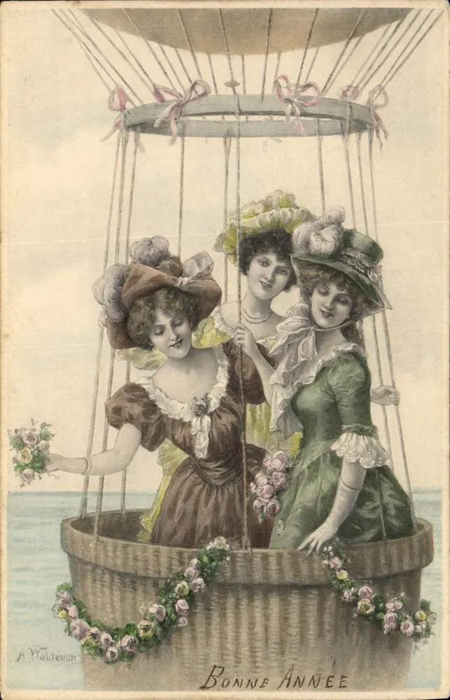 Drei junge Frauen in einem Luftballon — A. Waldeman — Nr. 461 M. M. MUNK - Vorderseite