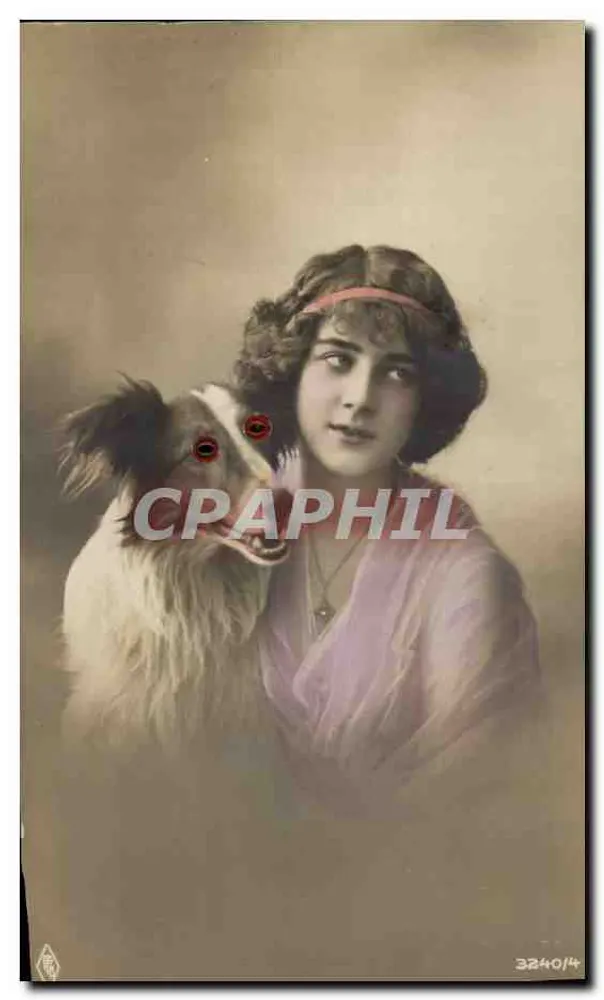 Jovem mulher e cachorro — retrato de estúdio — 3240/4 - Frente