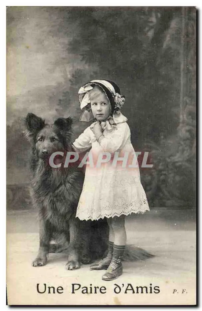 Ein Paar Freunde — Fotografie eines kleinen Mädchens und eines Hundes — P. F. - Vorderseite