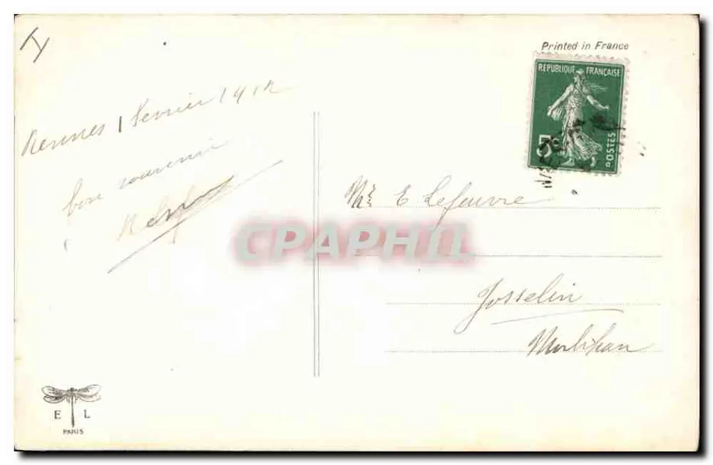 Czarny pies z kwiatkiem — wydawca E.L. Paris — n° 198 - Rewers