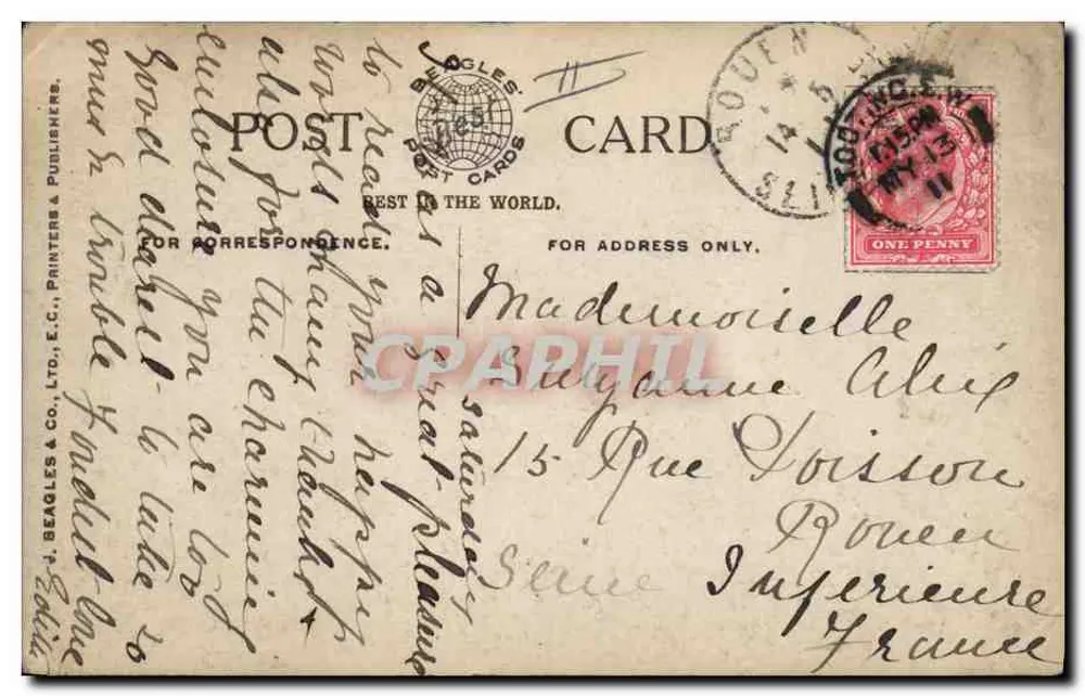 Caesar, le terrier préféré du défunt roi Edward — éditeur Beagles' Postcards, n° 672.D - Rückseite