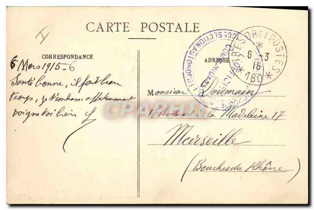 Pariser Haus des Departements - Bous-Nère - E. C. - Rückseite