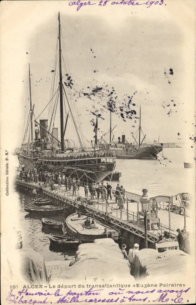 Alger — Der Abgang des Transatlantikers « Eugène Peiretre » — Sammlung Idéale, P.S. n°101 - Vorderseite