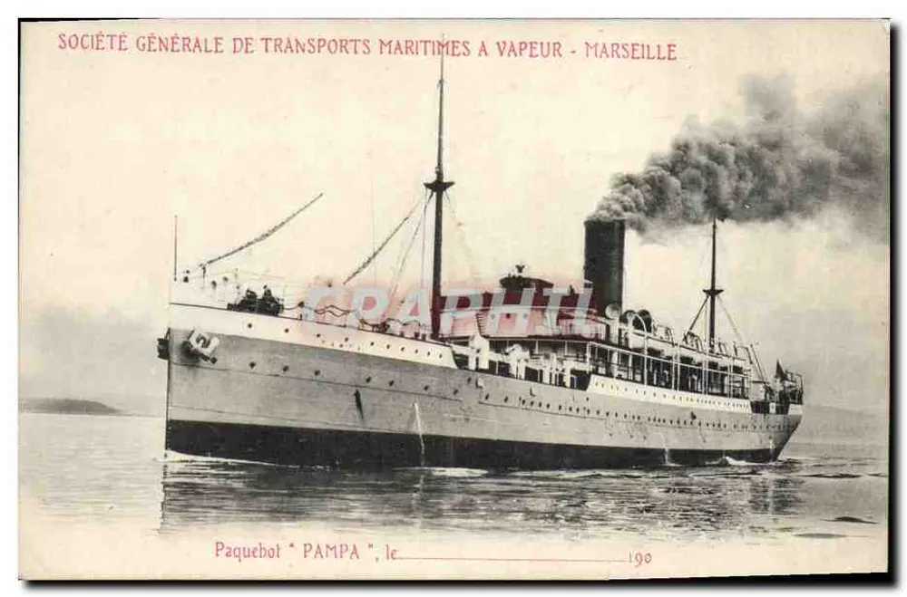 Paquebot "PAMPA" — Société Générale de Transports Maritimes à Vapeur - Marseille — 190 - Voorkant