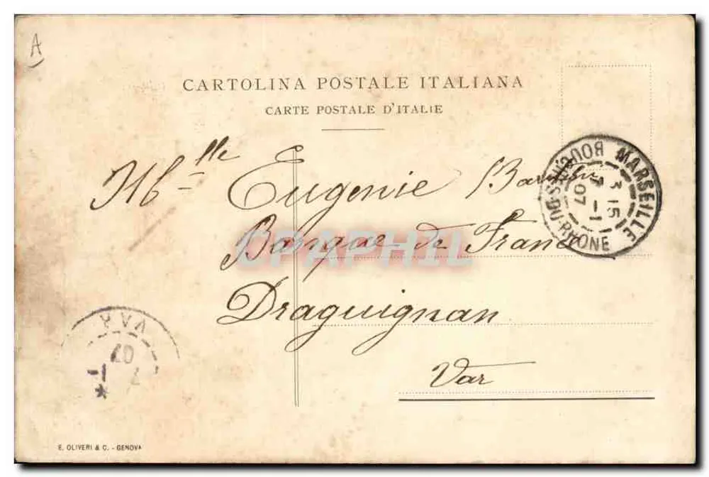 Dampfschiff mit zwei Propellern "PAMPA" — Société Générale de Transports Maritimes à Vapeur — Verlag E. Oliveri & C. Genova - Rückseite