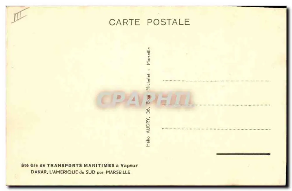 Cargos "Provência" — S.G.T.M. (20.000 toneladas) — Sté Gie de Transports Maritimes à Vapeur - Verso