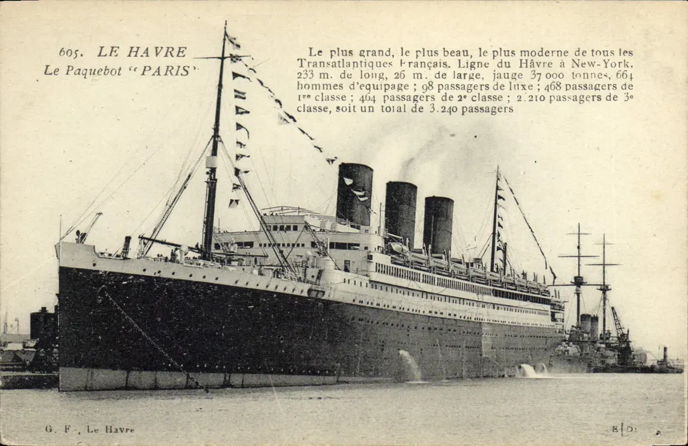 Le Havre — O navio de passageiros "Paris" — G. F., Le Havre, n°605 - Frente