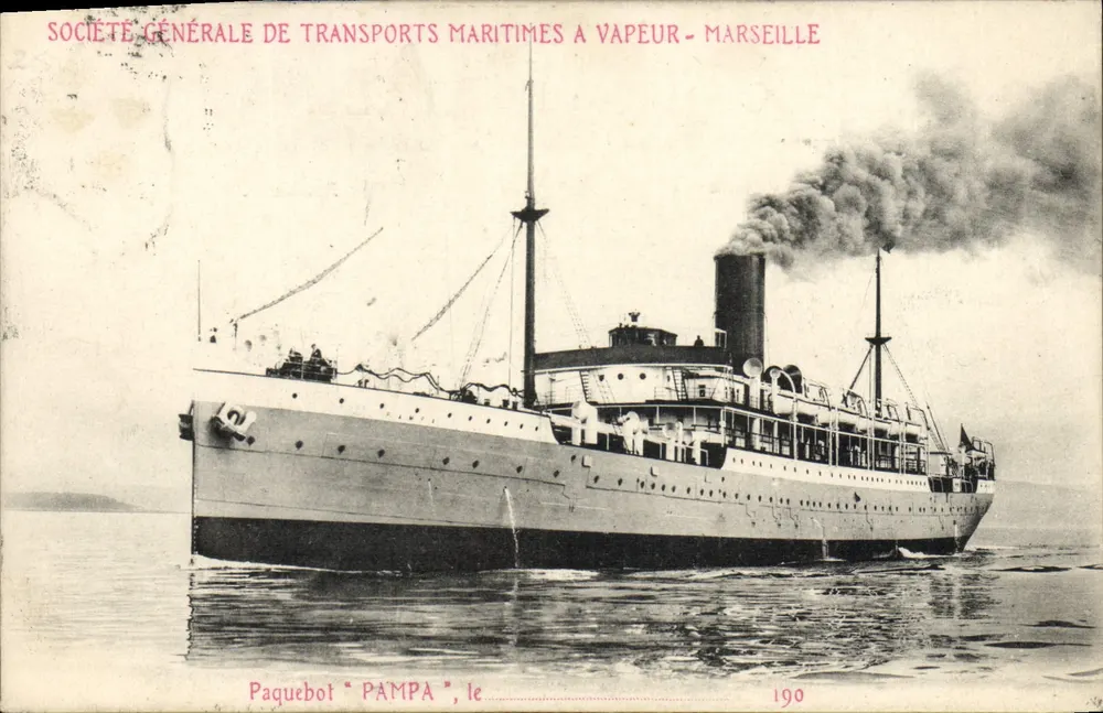 Navio de passageiros "PAMPA" — Sociedade Geral de Transportes Marítimos a Vapor — Marselha - Frente