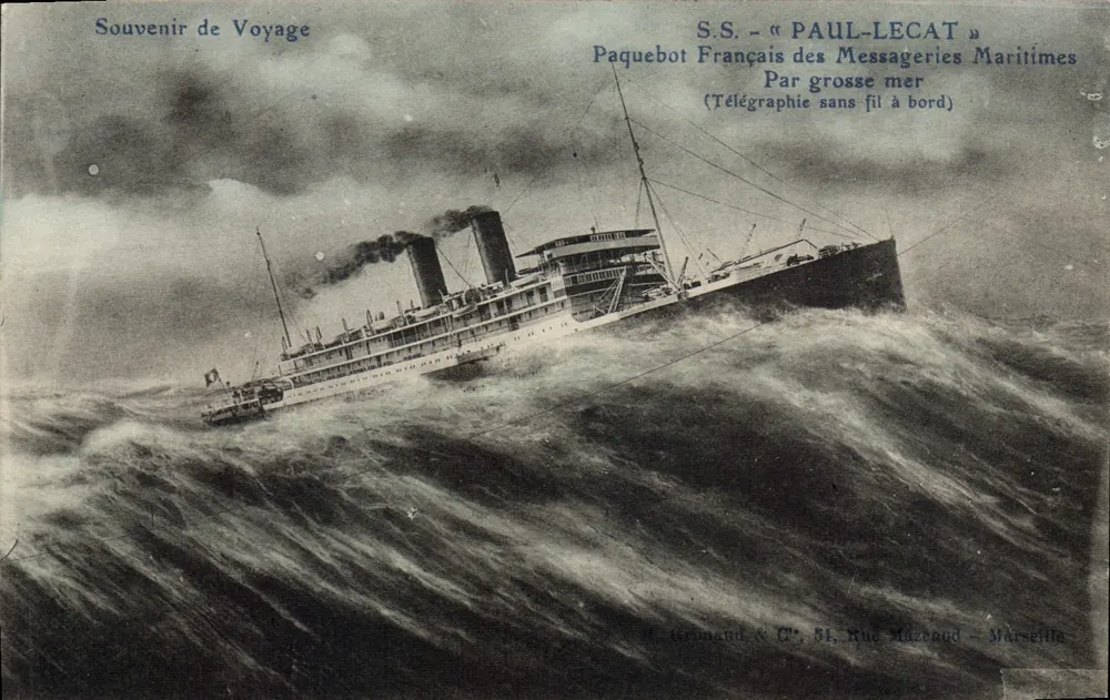 S.S. « PAUL-LECAT » — französischer Liner der Messageries Maritimes — Verlag B. Girmand & Cie, 54 Rue Mazenod, Marseille - Vorderseite
