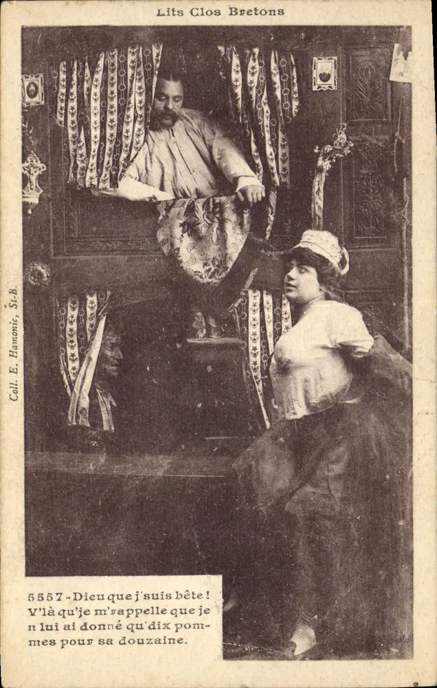 Lits Clos Bretons — scenka humorystyczna z parą — Zbiór E. Hamonic, Si-B. n° 5557 - Awers