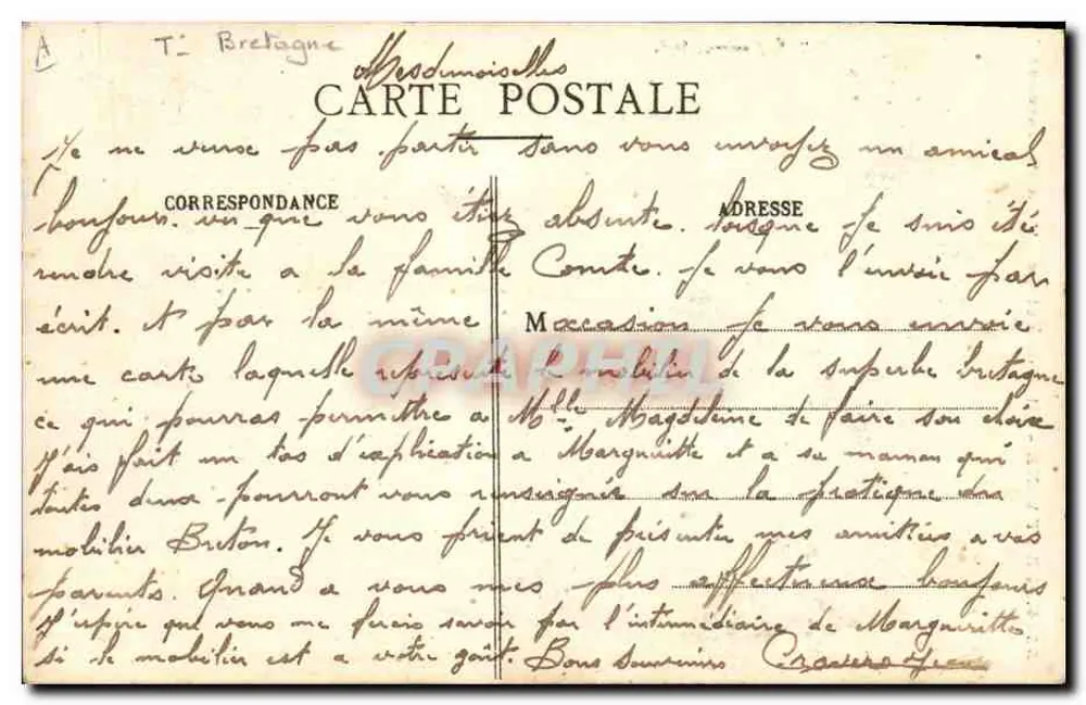 Bretanha - Lit-clos à étage - "A Preguiçosa" - Coleção E. Romain, 5514 - Verso