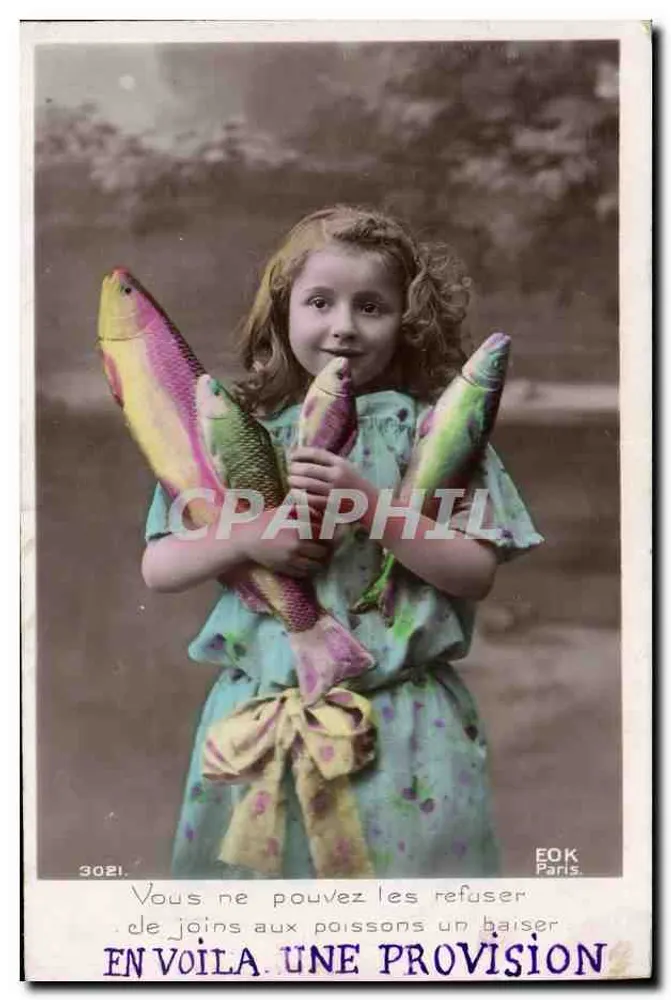 Mädchen mit farbenfrohen Fischen — EOK Paris Nr. 3021 - Vorderseite