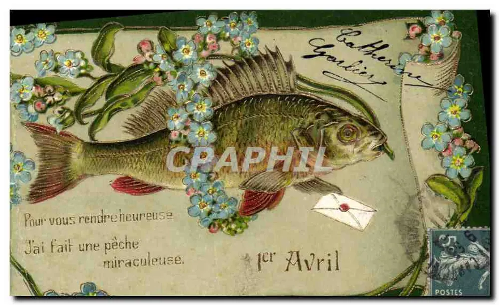 Peixe — Pescaria milagrosa — Carta postal ilustrada - Frente