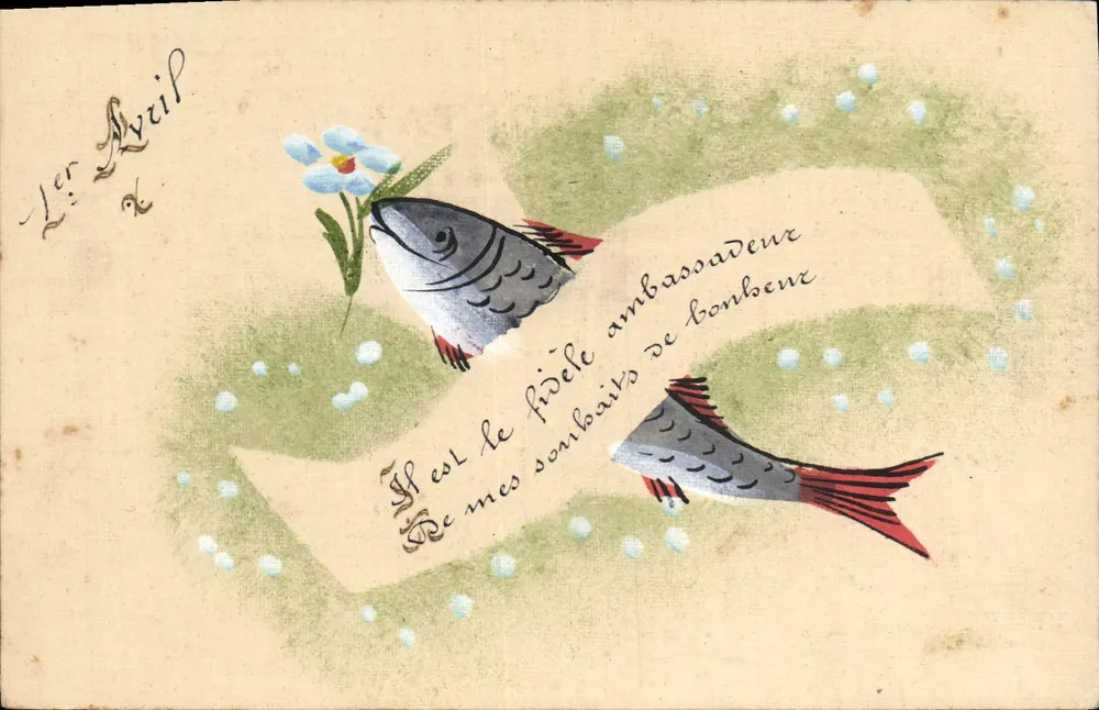 Fisch als Botschafter des Glücks — 1. April — Verlag nicht sichtbar - Vorderseite