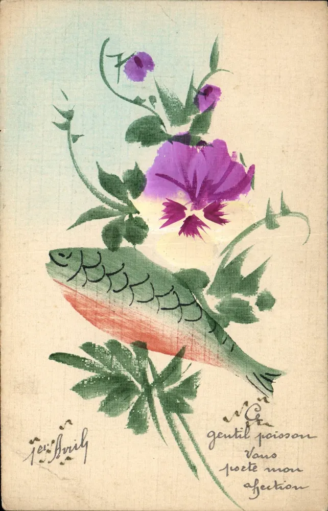 Fisch und Blumen - Zeichnung von Ger Bruil - Verlag EME - Vorderseite