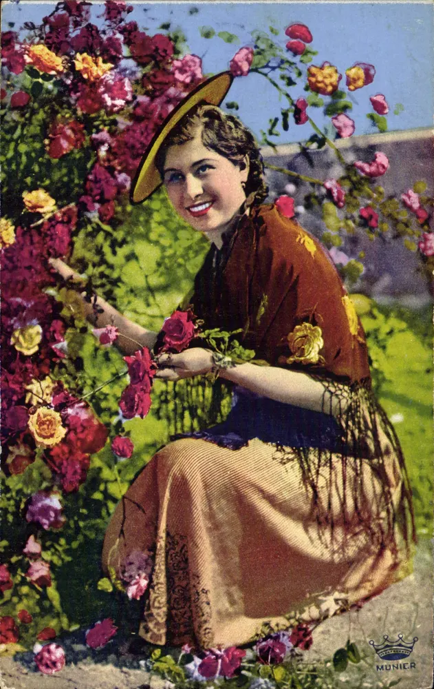 Frau inmitten von Rosen — Kunstausgabe Munier, Nr. 65 Côte d'Azur - Vorderseite