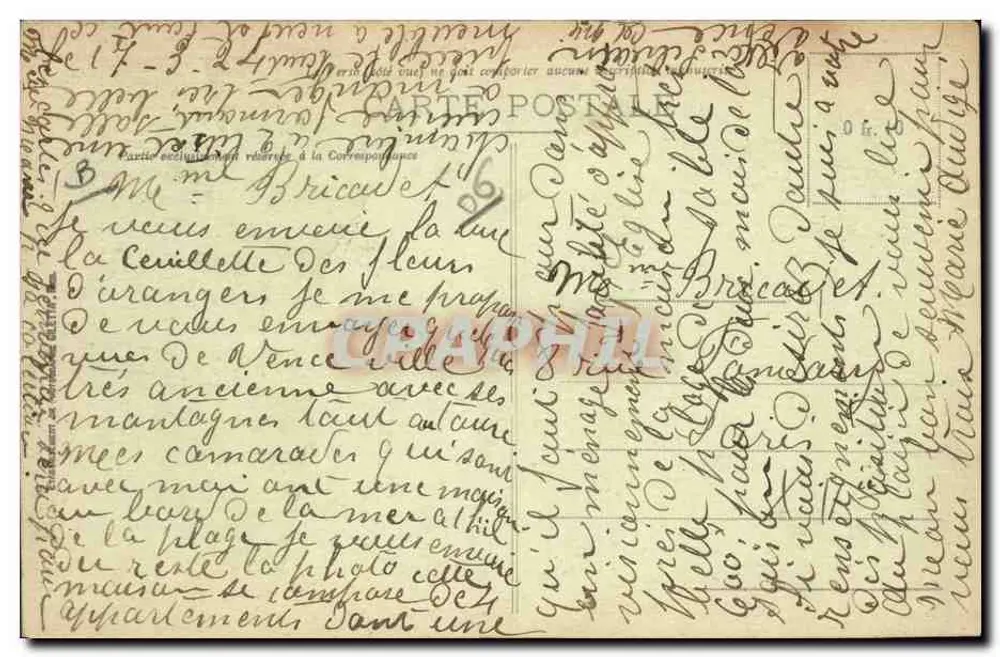 Vence (A.M.) - A Colheita das Flores de Laranjeiras — Edit. Raynard, Vence - Verso