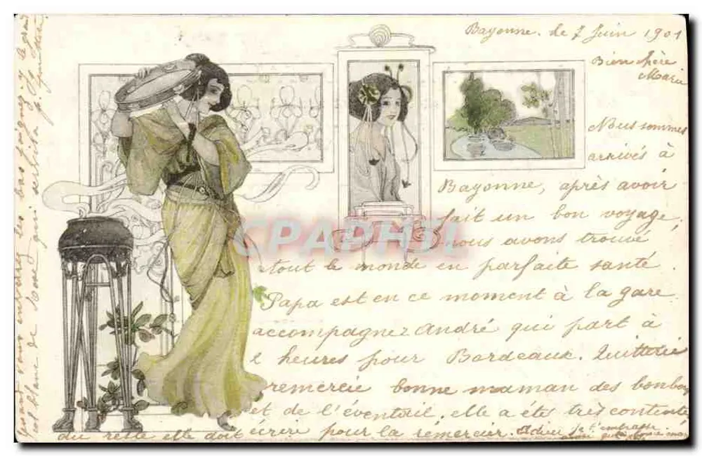 Frau mit Tambour — Bayonne — unbekannter Verlag - Vorderseite