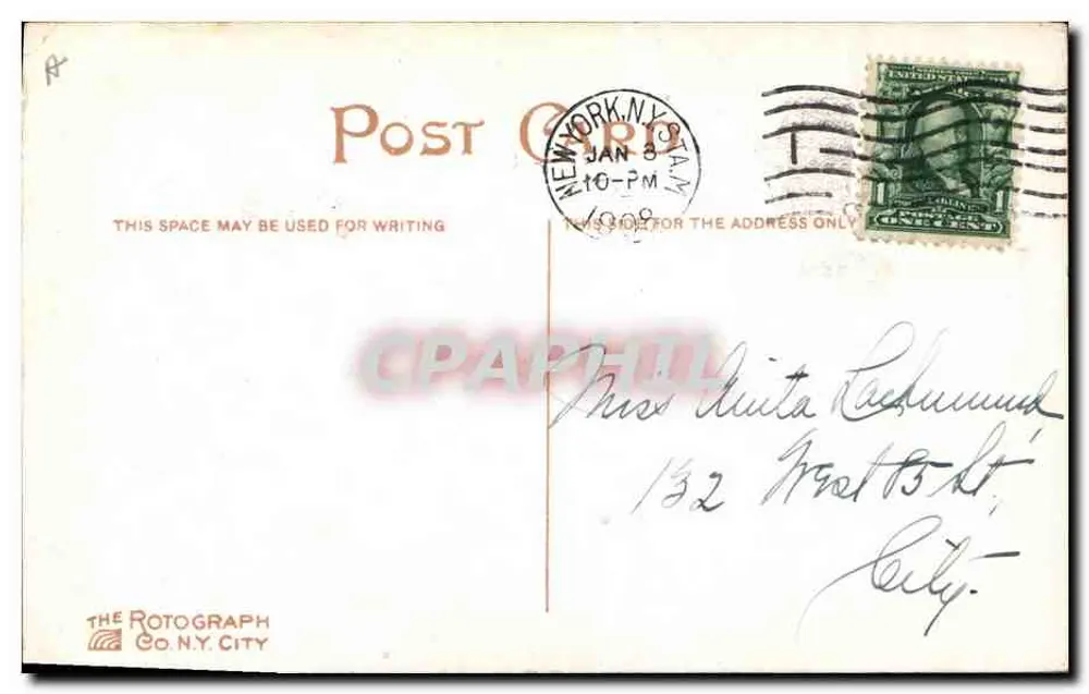 Schwedische Tänzerin — folkloristisches Kleid — Éditeur The Rotograph Co. N.Y. City, n° F.L.227 - Rückseite