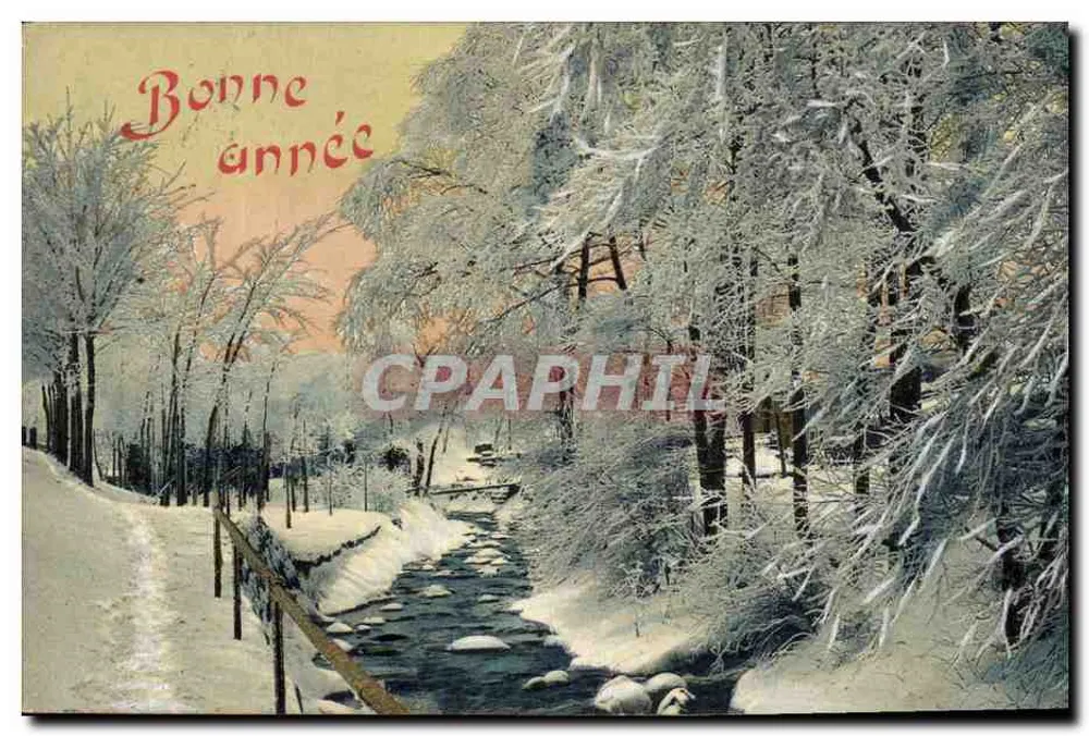 Winterlandschaft — Frohe Weihnachten — unbekannter Verlag - Vorderseite