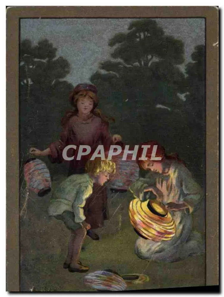 Enfants jouant avec des lanternes — scène nocturne — éditeur M. M. VIENNE, n° 796 - Vorderseite