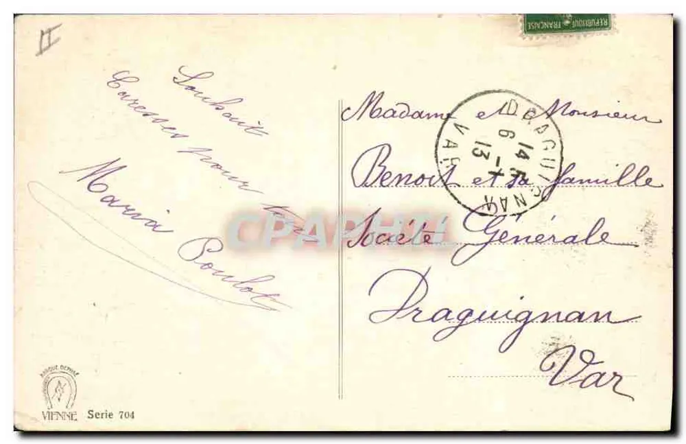 Moulin à eau enneigé — vue hivernale — éditeur Vienne, série 704 - Rückseite