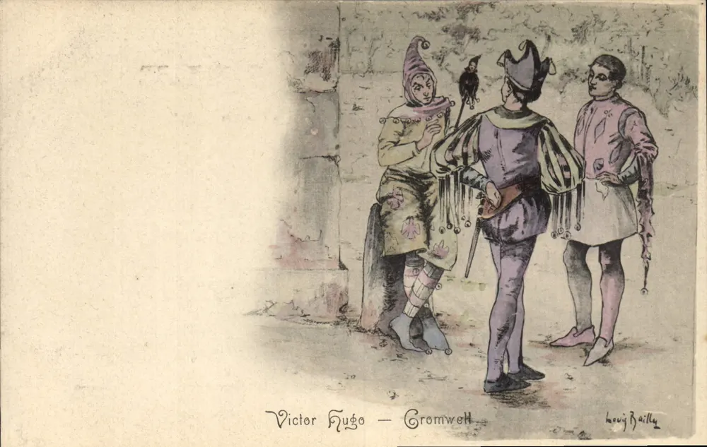 Drei Personen in Komödienkostümen — Victor Hugo — Cromwell — Louis Bailly - Vorderseite