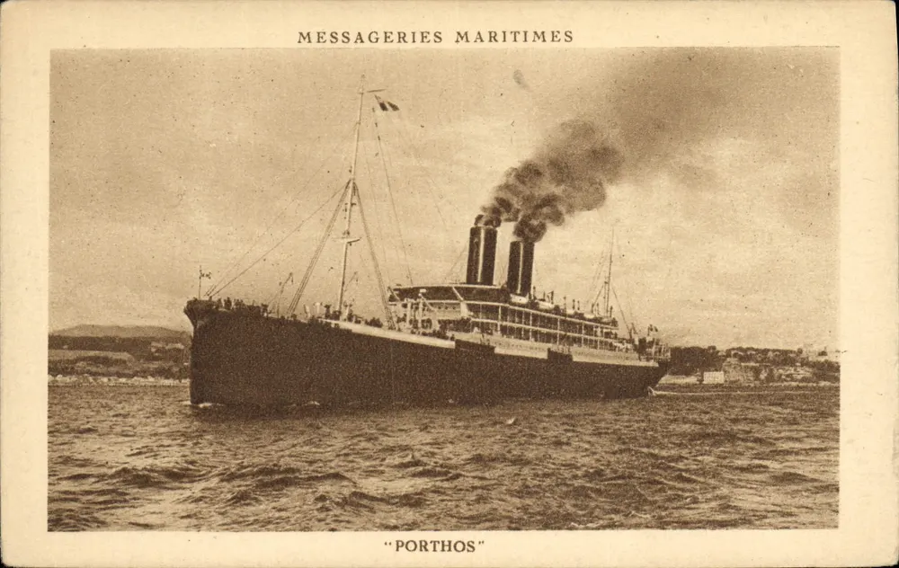 Der Dampfer "Porthos" — Messageries Maritimes — Verlag Imp. Dauvissat, Paris - Vorderseite