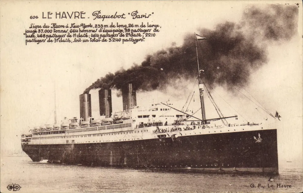 Le Havre — Navio de passageiros "Paris" — G.F., Le Havre, n°606 - Frente