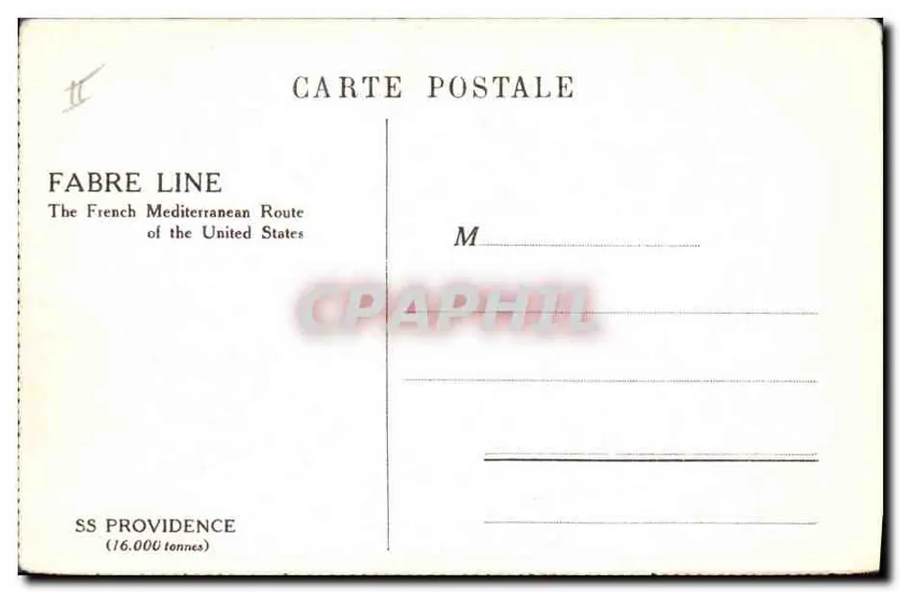 SS PROVIDENCE — trois cheminées — éditeur FABRE LINE - Verso
