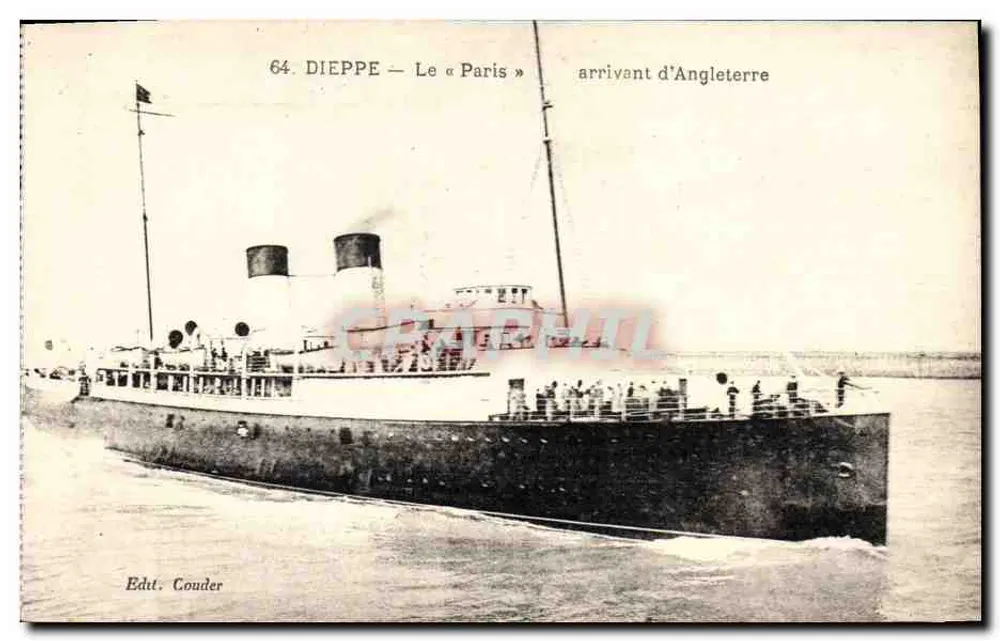 Dieppe — Le « Paris » arrivant d'Angleterre — Éditeur Couder, n° 64 - Vorderseite