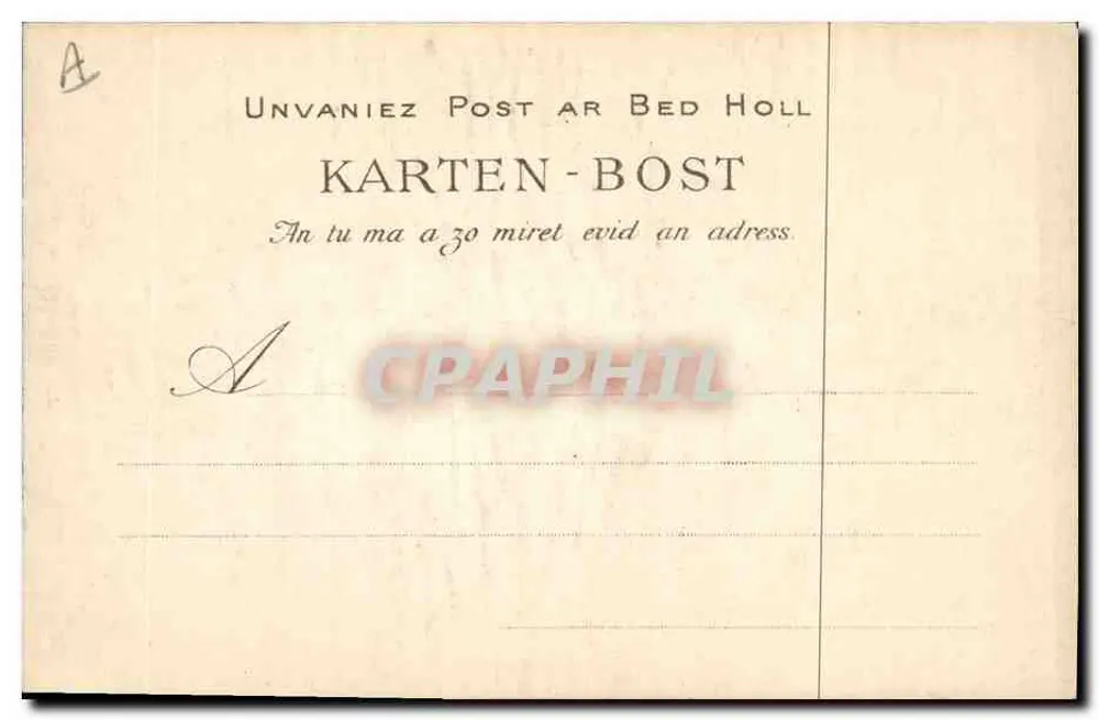 Bretonische Hochzeit - Empfang der Gäste durch die Verlobten in ihrem Zuhause bei der Brautfamilie. Das Bankett des Kopfes von Hervé. - Sammlung XILLARD, Quimper, n°1209 - Rückseite