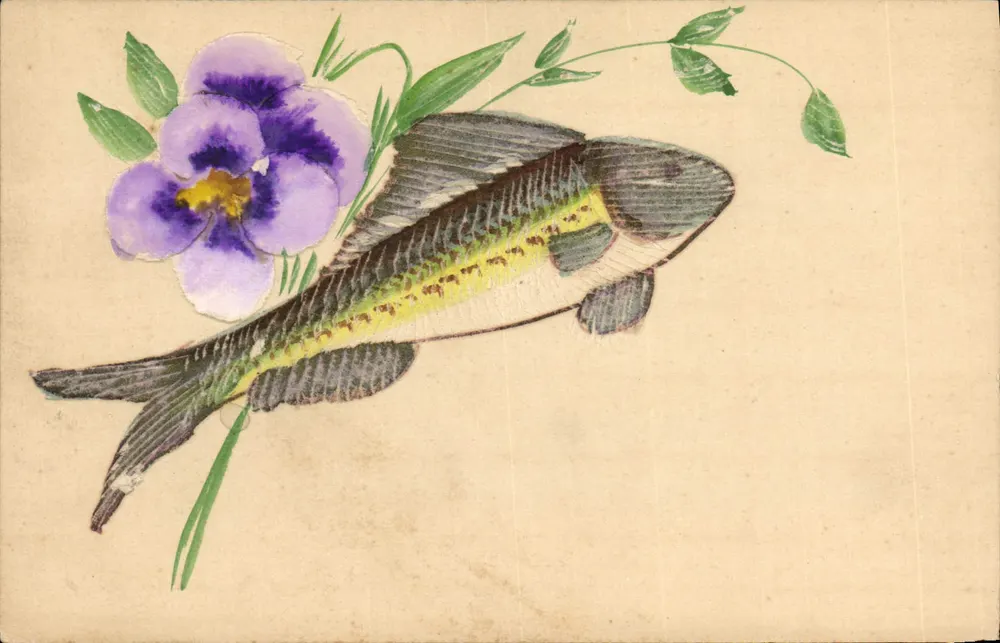 Peixe e flor de lavanda — ilustração — III - Frente