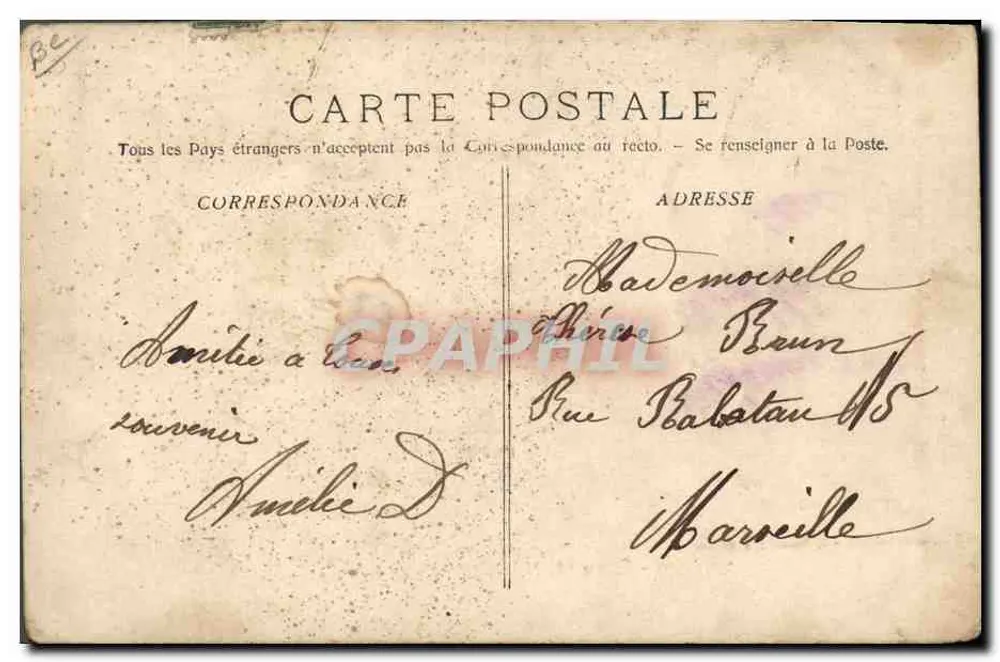 Grasse (A.M.) - Colheita de violetas — Edição Artística J. Benoit filho. Grasse, n°49 - Verso