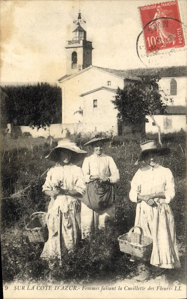 An der Côte d'Azur — Frauen, die Blumen pflücken — LL - Vorderseite