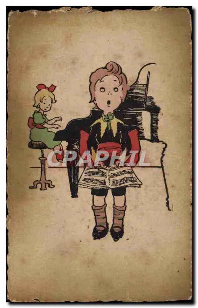 Kind, das am Klavier singt — Illustration — G. S. B. Serie 116 - Vorderseite