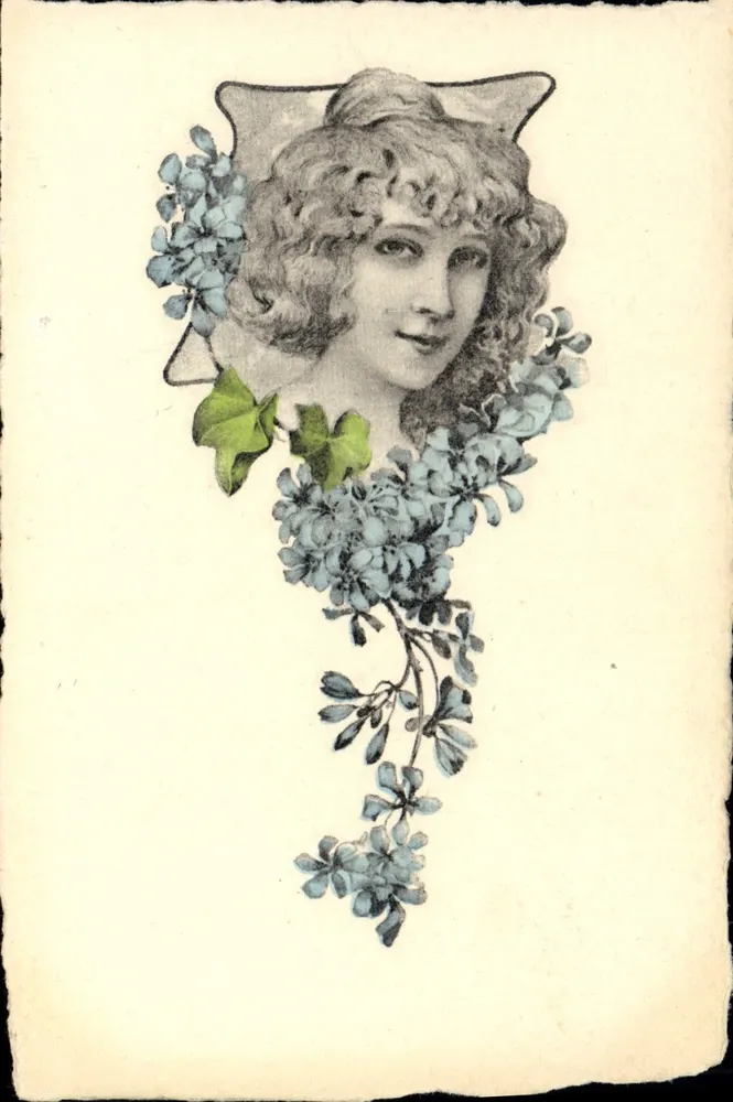 Junge Frau mit Blumen — Illustration — BRW 503 - Vorderseite