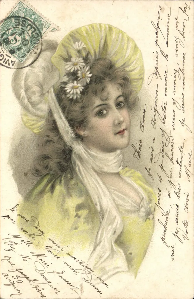 Jeune femme en robe jaune — portrait — éditeur Levelezö-Lap - Vorderseite
