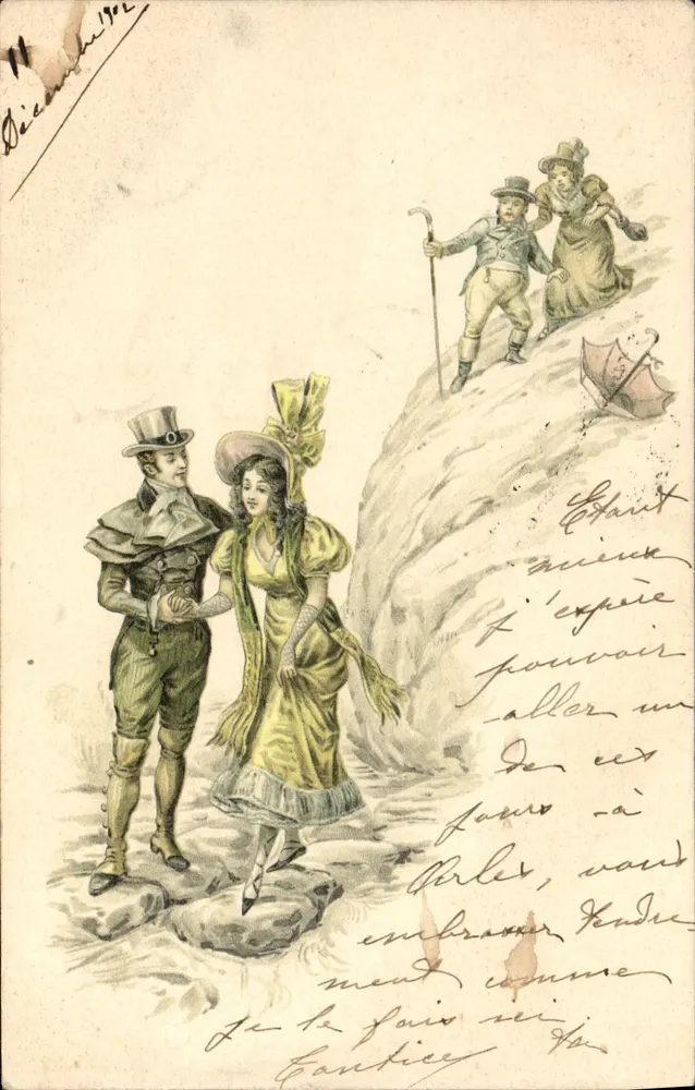 Berglandschaft — Paar in historischem Kleid — Verlag Cartolina Postale, Nr. 11 - Vorderseite
